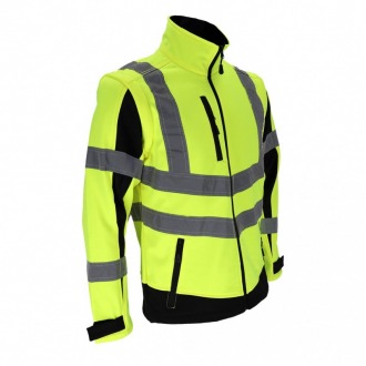 LH-MALMO żółto-czarna ostrzegawcza kurtka softshell 2w1 unisex LH-MALMO żółto-czarna ostrzegawcza kurtka softshell 2w1 unisex